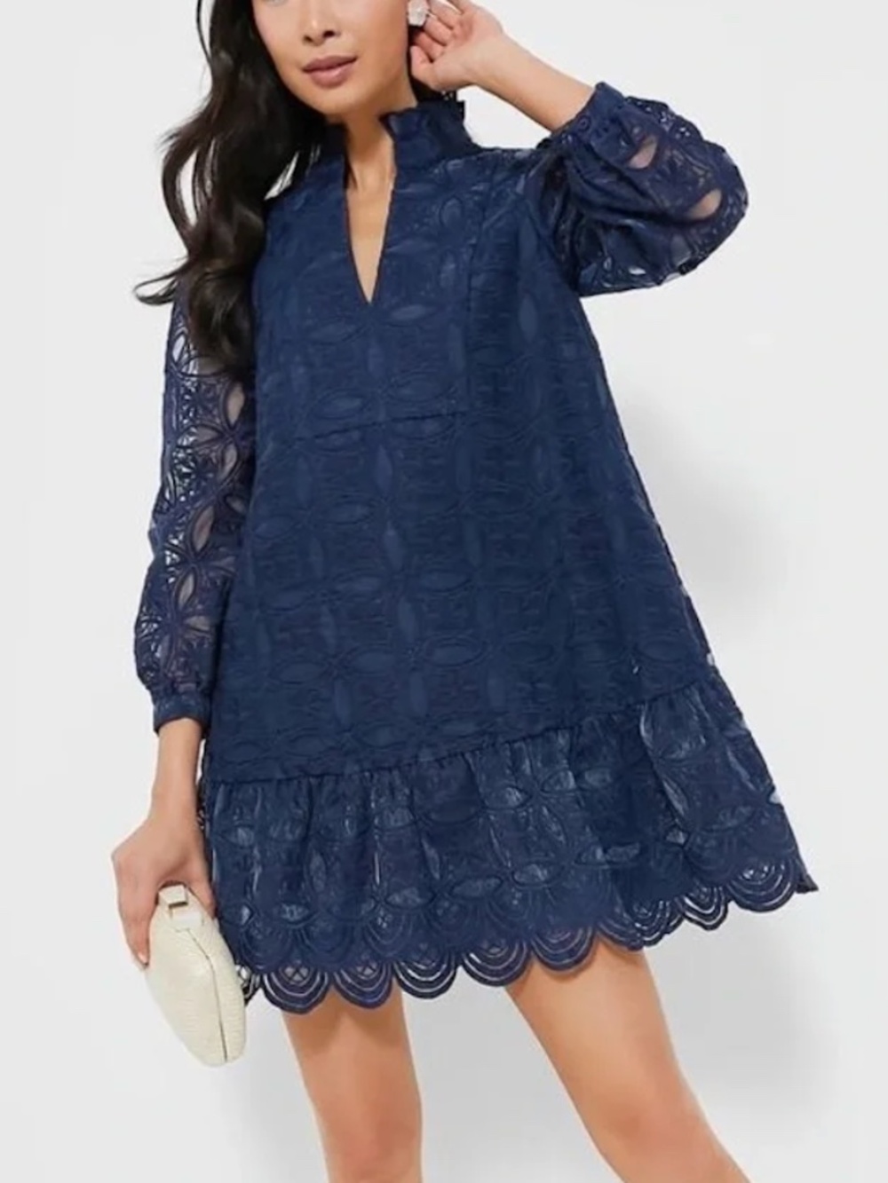 Tuckernuck Navy Lace Long-Sleeve Mini Dress - Picture 2 of 14